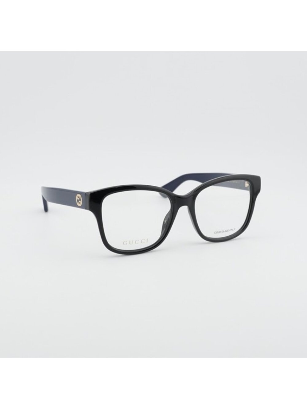 Gucci GG1340O 010 Eyeglasses Shiny Black/Blue 55mm Square Frame - Picture 5 of 11